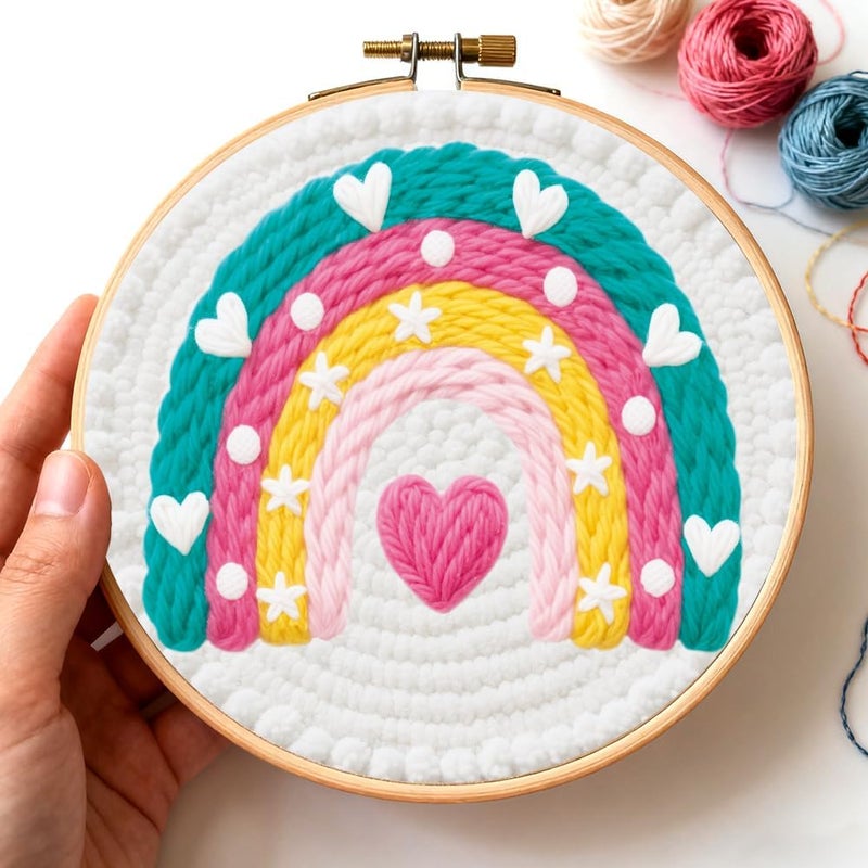ORIGACH Embroidery Punch Needle Kit with Frame, Rainbow Needle Punching Kit with Patterns, Threads, Tools & Instructions for Beginners & Adults, DIY Wall Hanging Decor - Image 4